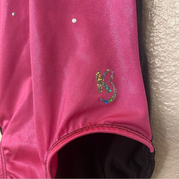 KB gymnastics acro tumbling spandex pink foil leotard child 9/10 - Picture 3 of 8